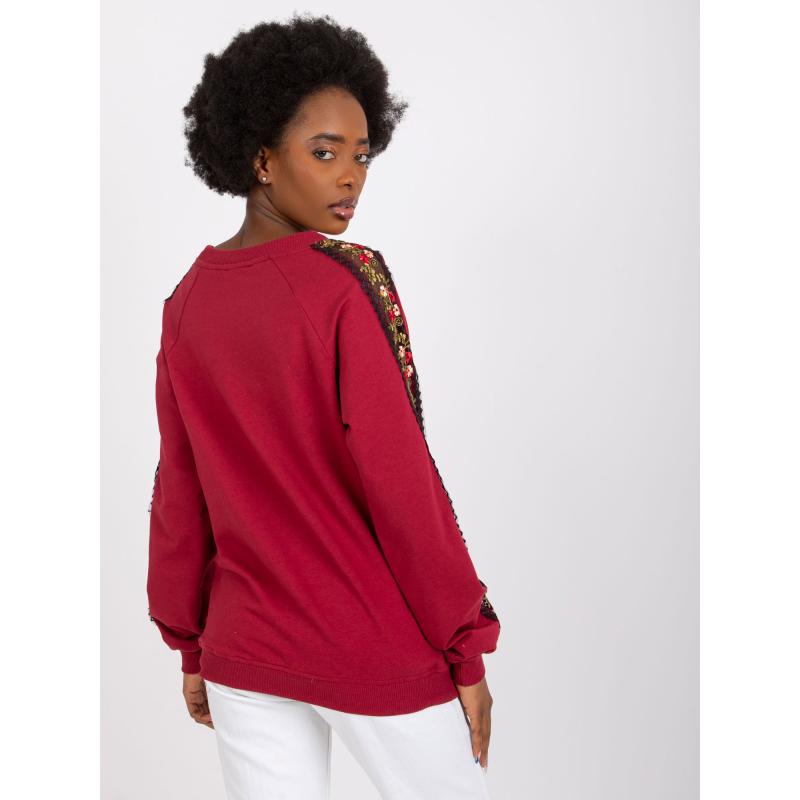 Dámská mikina s ozdobnými rukávy Adana RUE PARIS bordó 