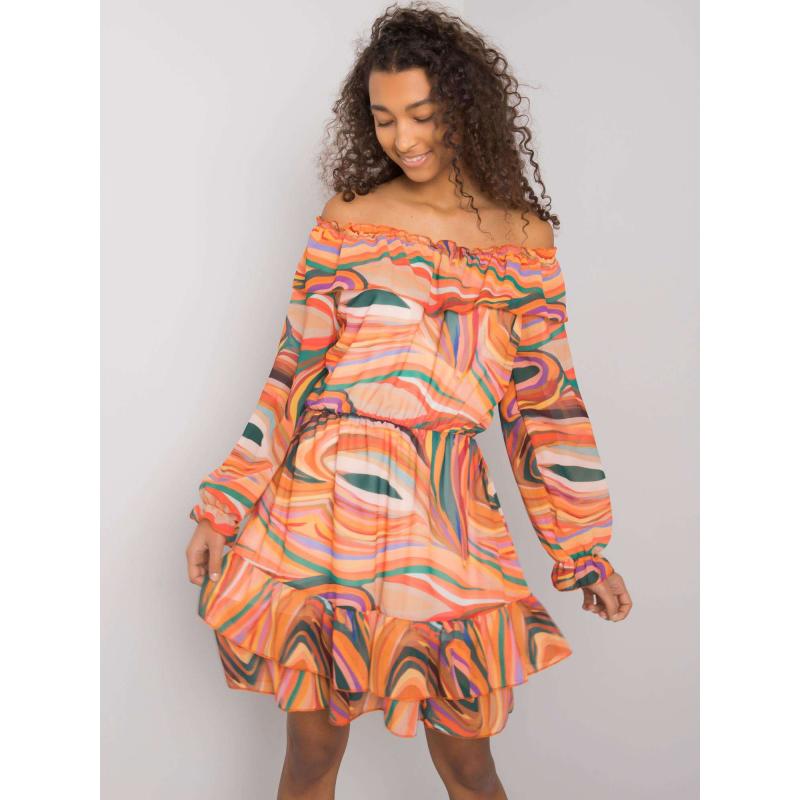 EDMONTON női fodros ruha narancs színben