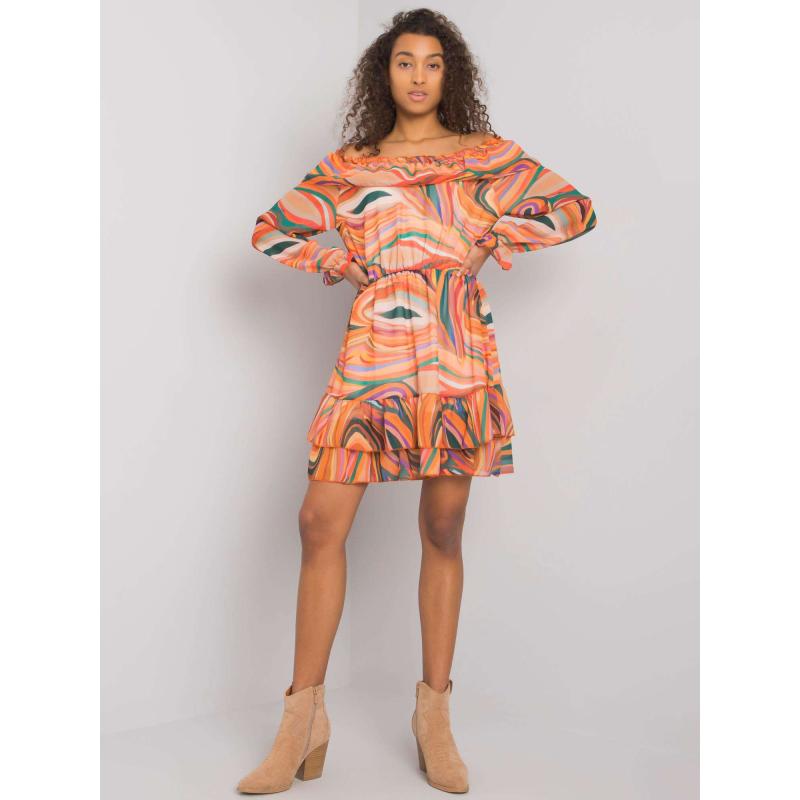 EDMONTON női fodros ruha narancs színben