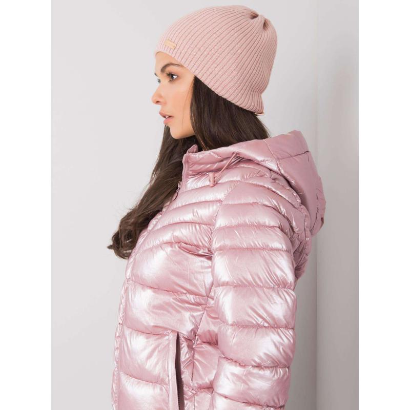 Női pomponos sapka világos rózsaszín
