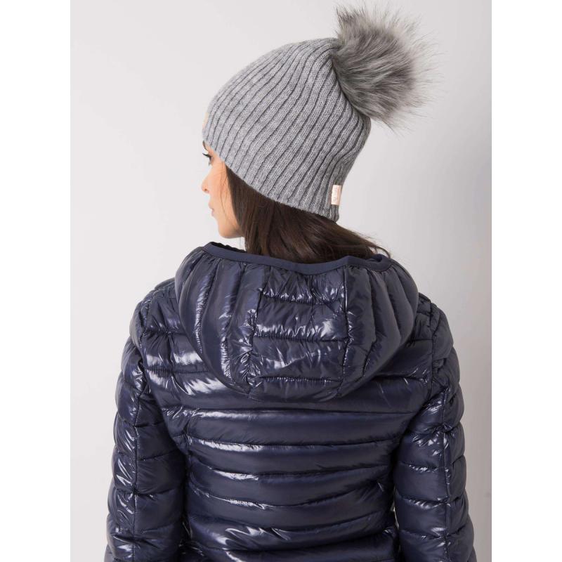 Női pomponos sapka szigetelt szürke