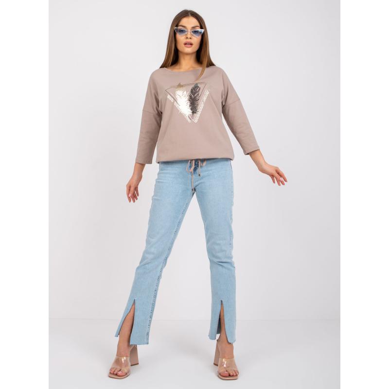 Női pamut blúz CHICAGO sötét bézs színű