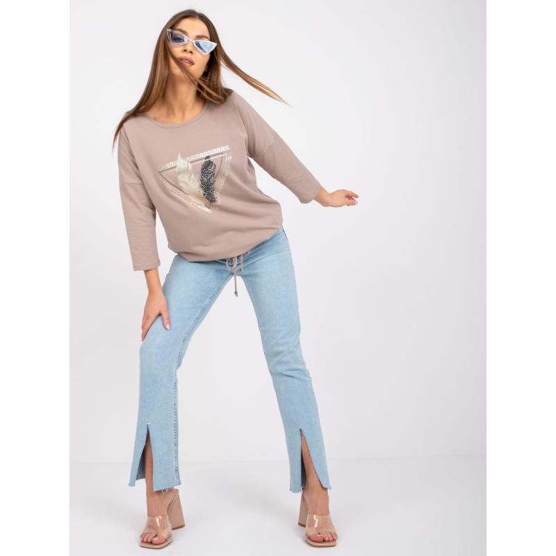 Női pamut blúz CHICAGO sötét bézs színű
