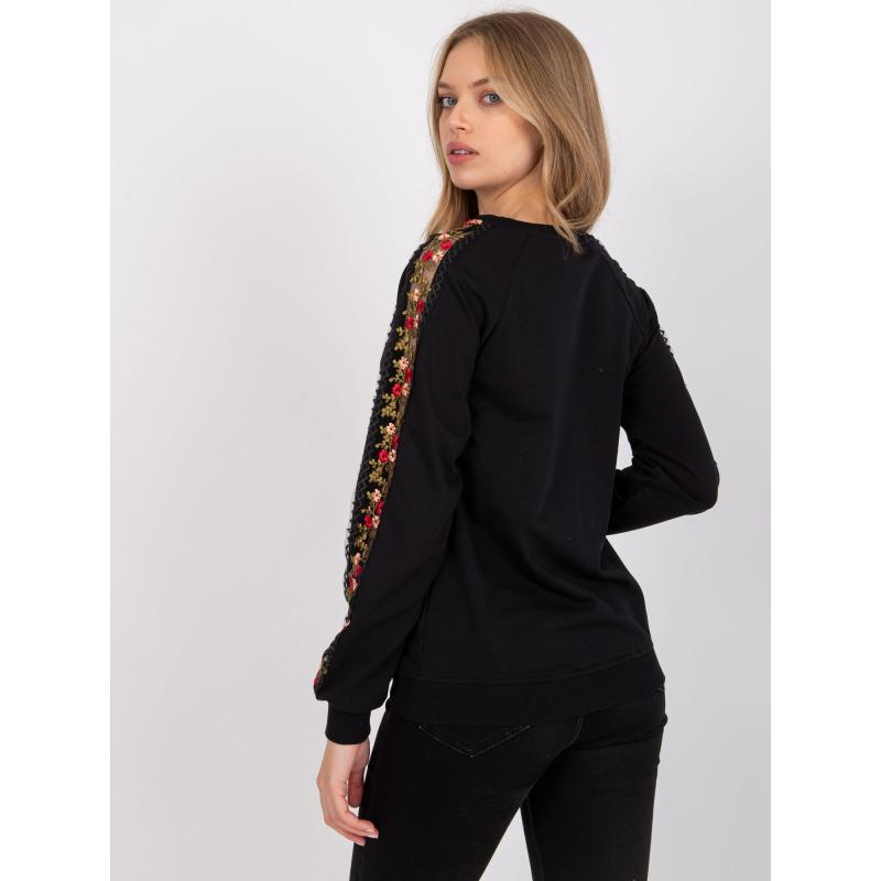 Dámská mikina s ozdobnými rukávy Adana RUE PARIS černá 