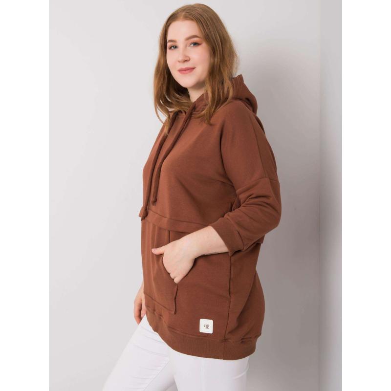 Dámska plus size mikina s vreckami GIOIA tmavohnedá