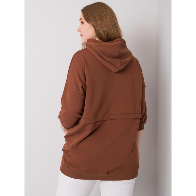 Dámska plus size mikina s vreckami GIOIA tmavohnedá