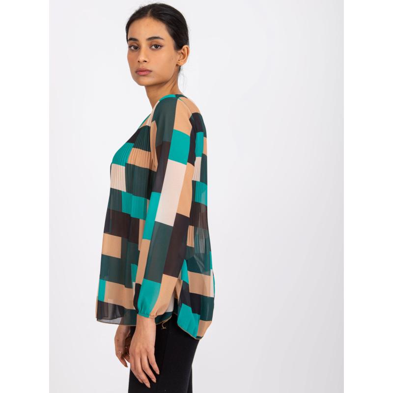 Női mintás blúz GABRIELLA zöld-bézs