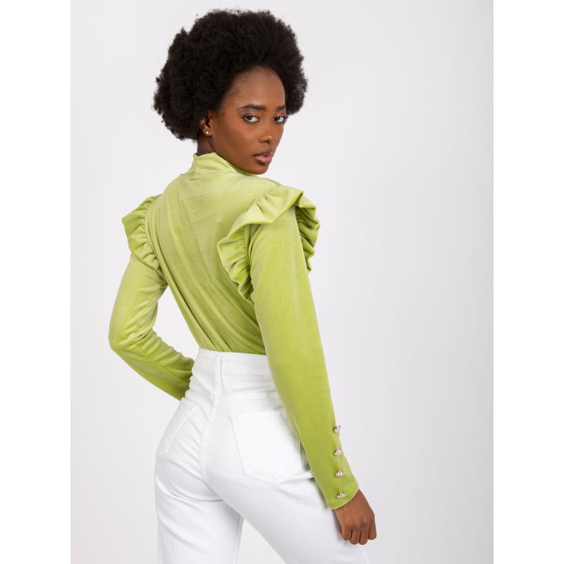 Női blúz fodrokkal a vállakon CAPRI világoszöld