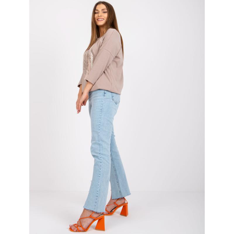 Női blúz SARA applikációval sötét bézs színben