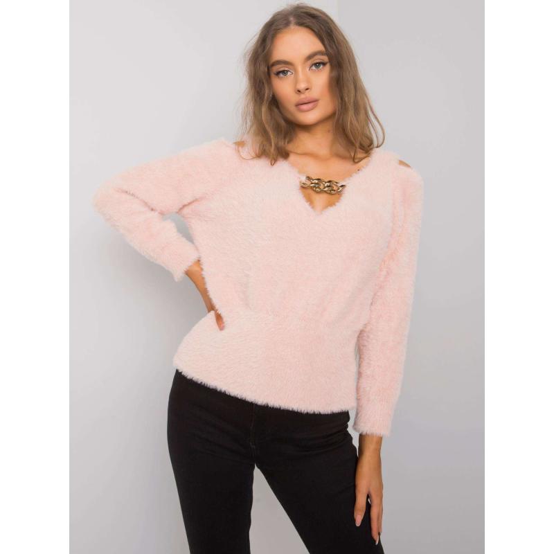Dámsky sveter s výrezmi Leandre RUE PARIS ružový