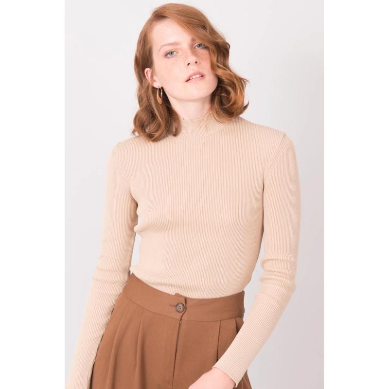 Női garbó rövid bordázott BSL bézs színű garbó