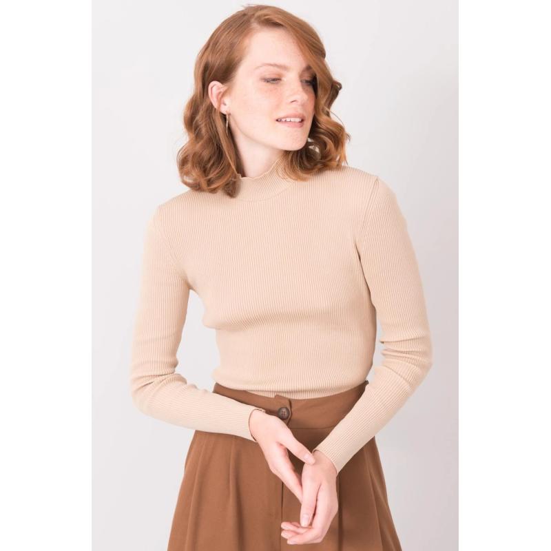 Női garbó rövid bordázott BSL bézs színű garbó