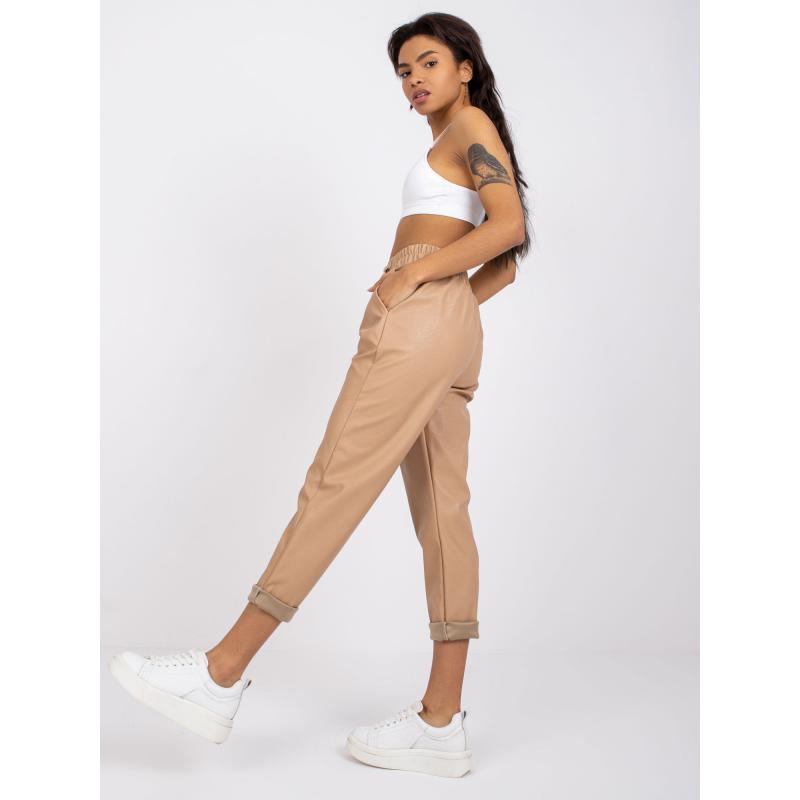 Dámské kalhoty z ekokůže PORTO béžové