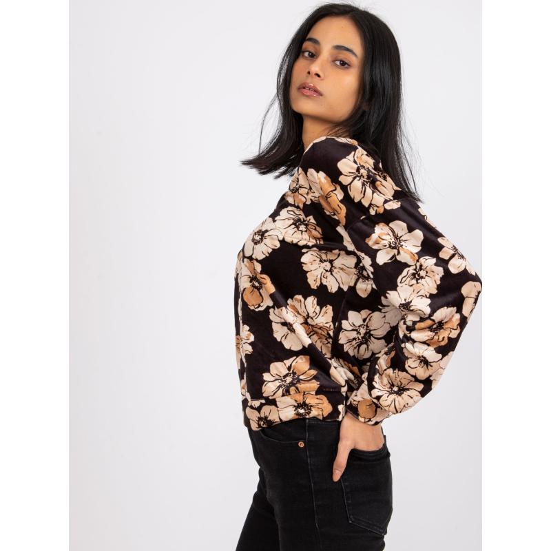 Dámska blúzka s retiazkou na chrbte AURORA čierno-béžová