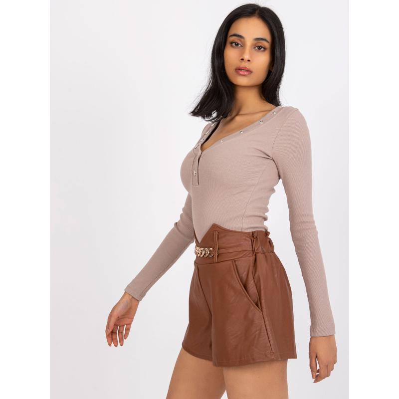 Dámské šortky z ekologické kůže IWETTA hnědé