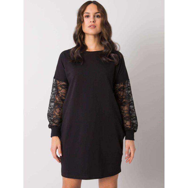 Alexxie RUE PARIS fekete női ruha csipke ujjakkal