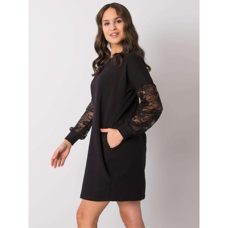 Alexxie RUE PARIS fekete női ruha csipke ujjakkal