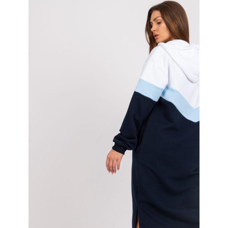 Dámské šaty s kapucí Irem RUE PARIS námořnicky modré a bílé  