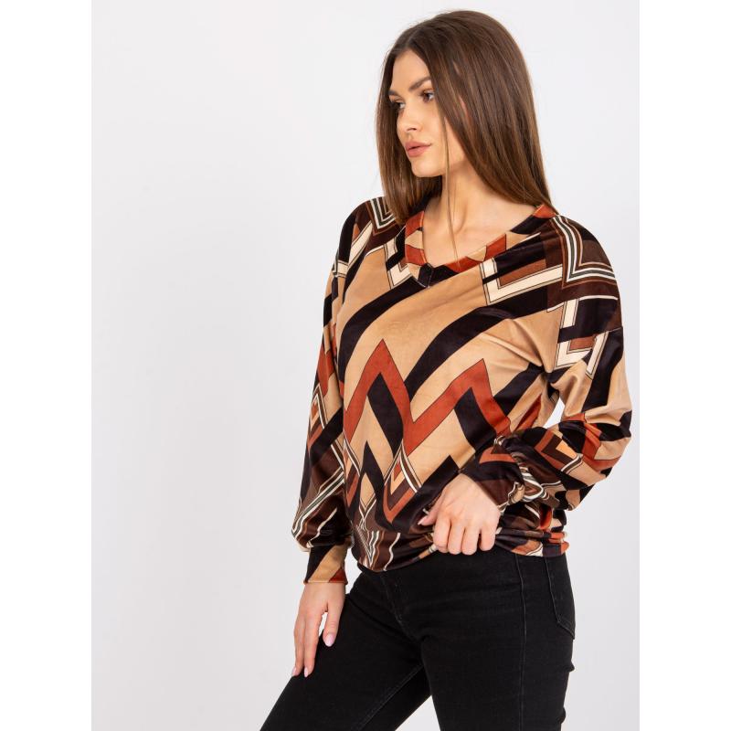 Dámská halenka s potiskem LEA hnědo-béžová