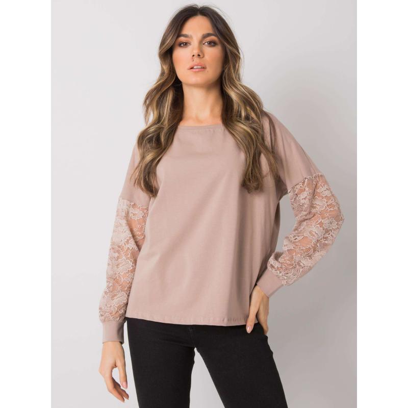 Női blúz csipkével Shantelle RUE PARIS RUE PARIS sötét bézs színű