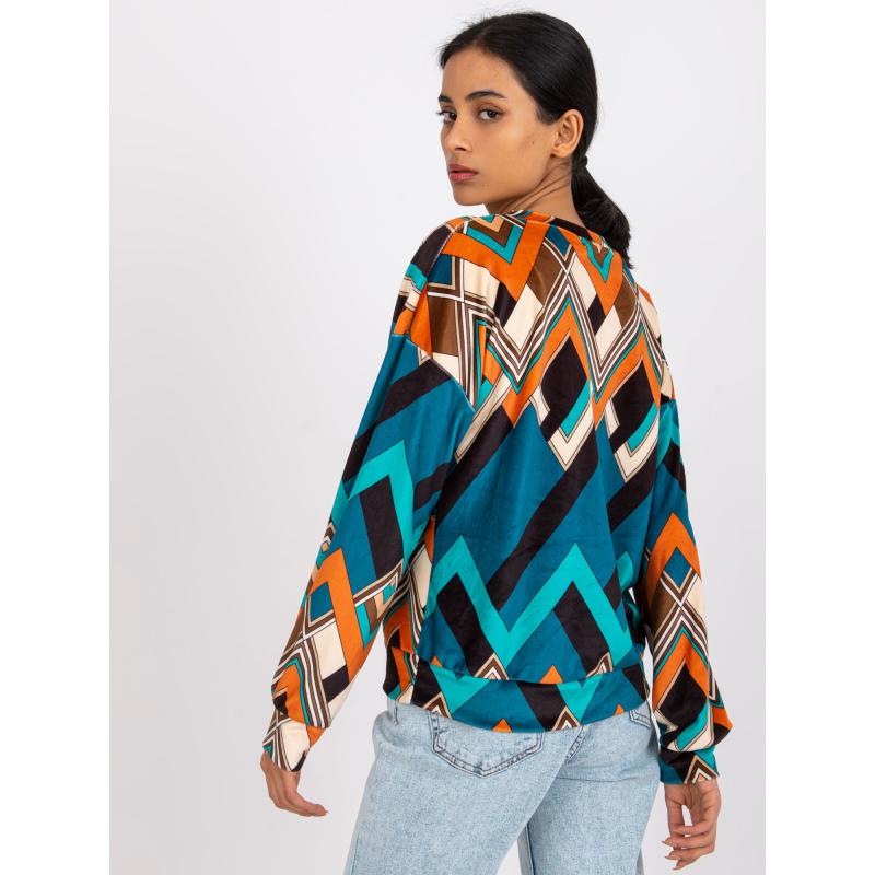 Dámská halenka s potisky LEA modro-oranžová