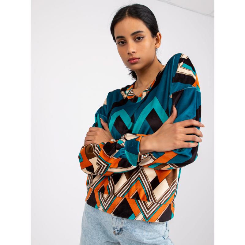 Dámská halenka s potisky LEA modro-oranžová