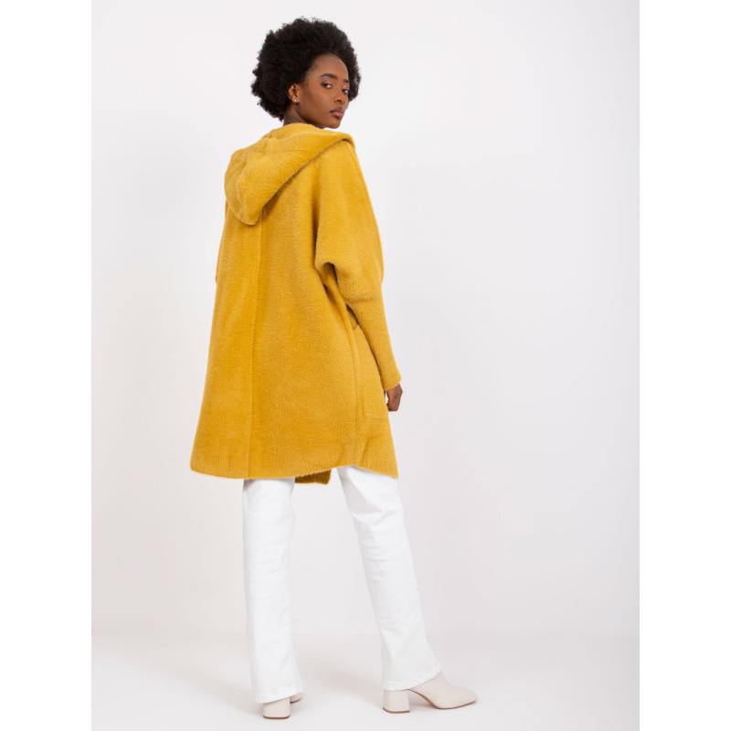 Dámsky kabát z alpaky s vreckami CAROLYN žltý