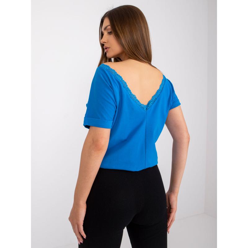 Dámská halenka s výstřihem na zádech Salma RUE PARIS tmavě modrá 