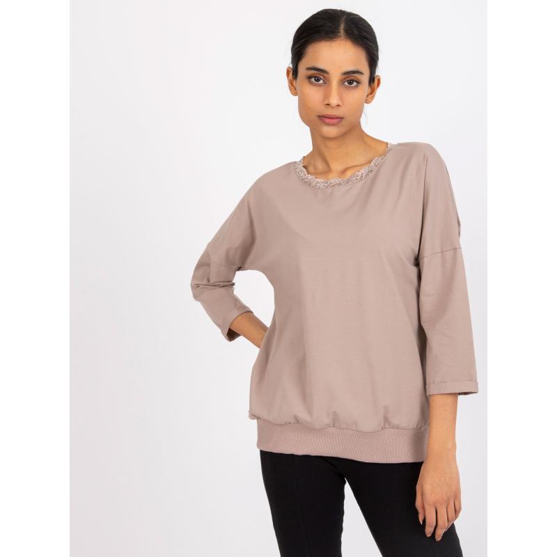 Női blúz hátkivágással Violeta RUE PARIS sötétbézs sötét bézs