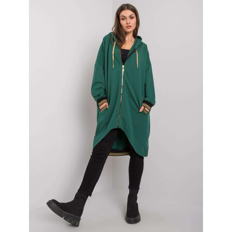 Női kapucnis pulóver Alissa sötétzöld