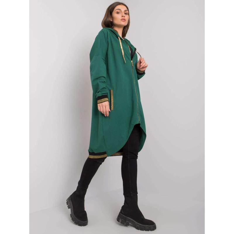 Női kapucnis pulóver Alissa sötétzöld