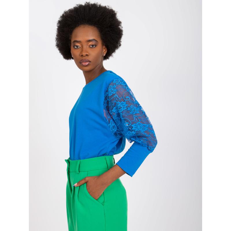 Dámská halenka s krajkovými rukávy Havana RUE PARIS tmavě modrá