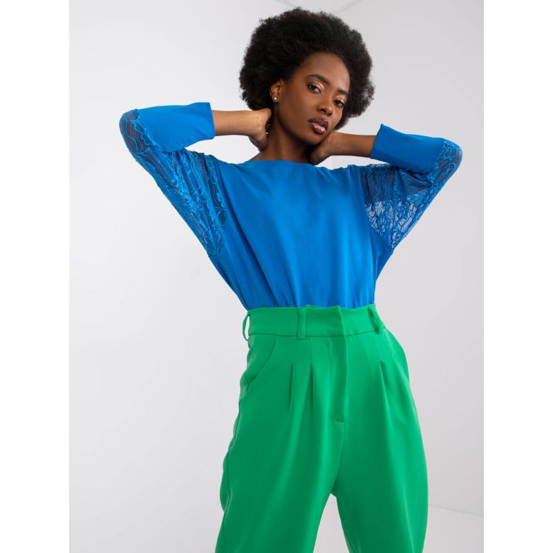 Dámská halenka s krajkovými rukávy Havana RUE PARIS tmavě modrá