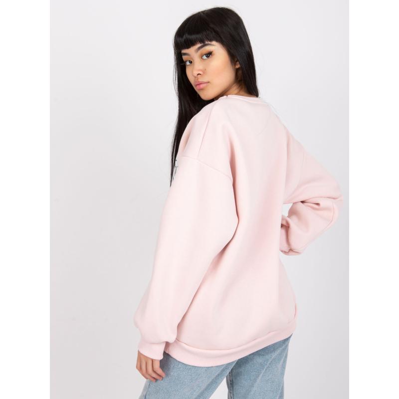 Női nyomtatott pulóver LOS ANGELES világos rózsaszínű