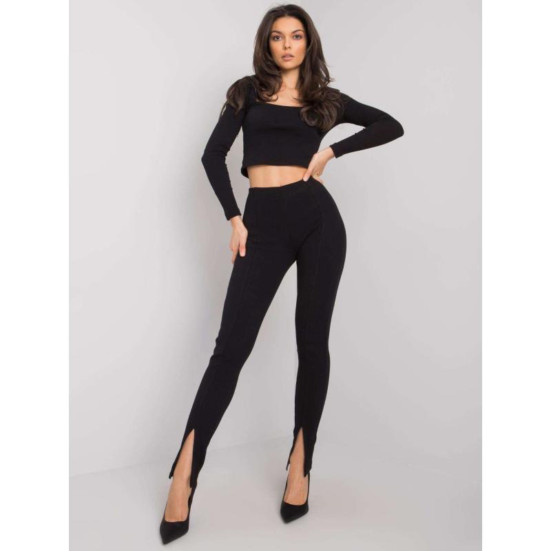 Dámske nohavice s rozparkom Grace RUE PARIS čierne