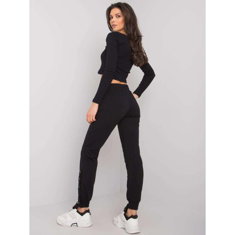 Dámské tepláky s knoflíky Cindy RUE PARIS černé 