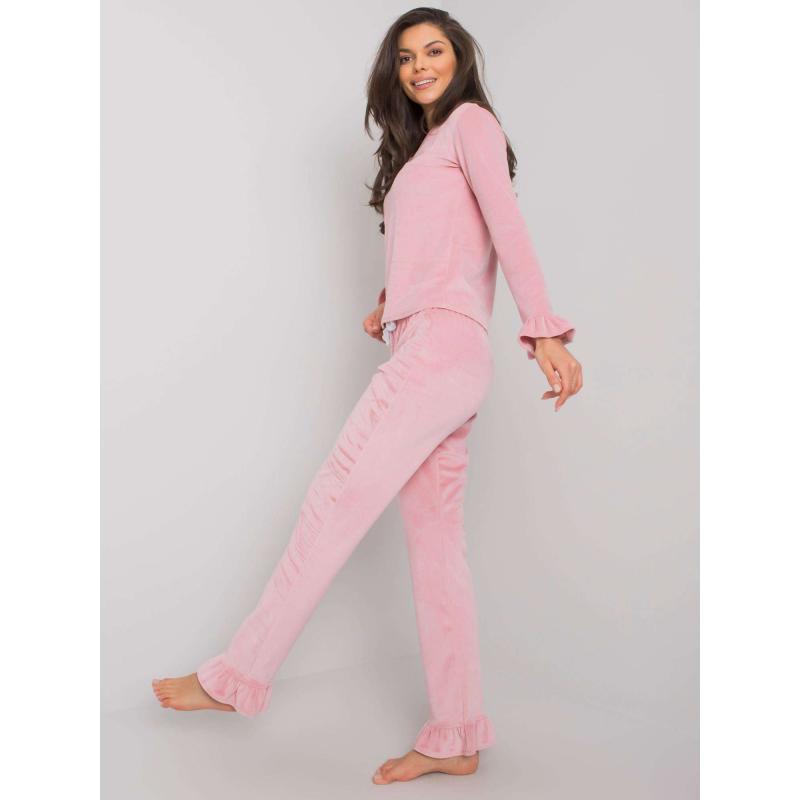 Dámské pyžamo s kalhotami velurové Camille RUE PARIS růžové 