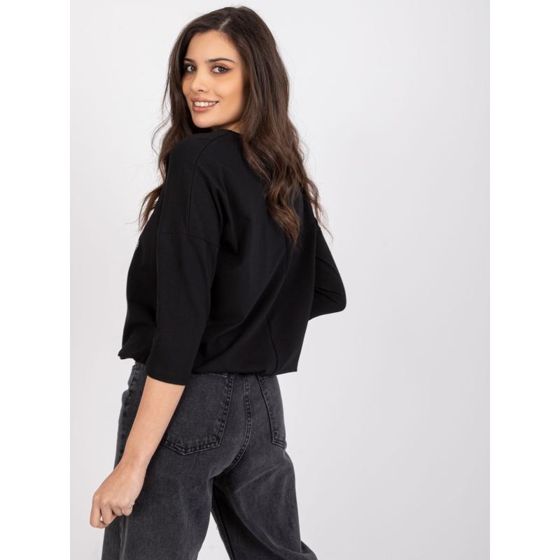 Női blúz bordázott derékkal ANISAfekete