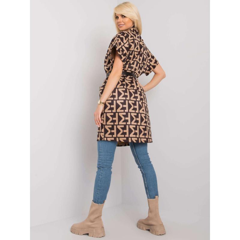 Dámský kabát s pruhem ADELLE béžový