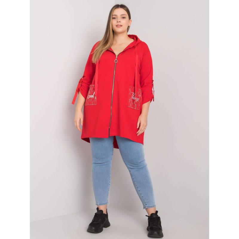 Dámská mikina na zip plus size ZURICH červená