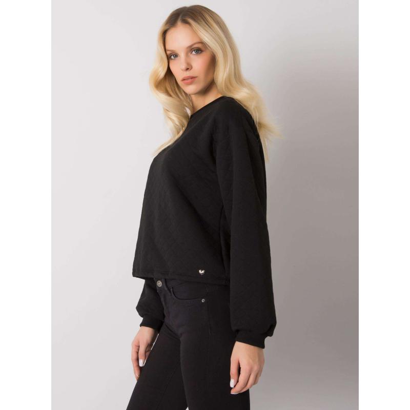 Női steppelt kapucnis pulóver KERSTINE fekete