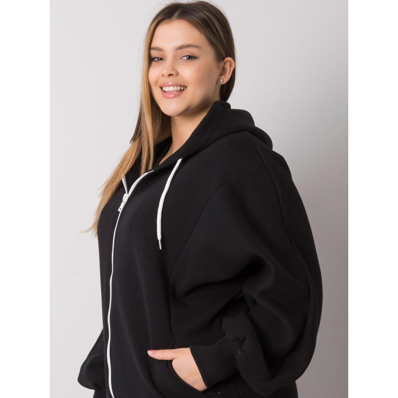 Dámská mikina s kapucí plus size ELLA černá
