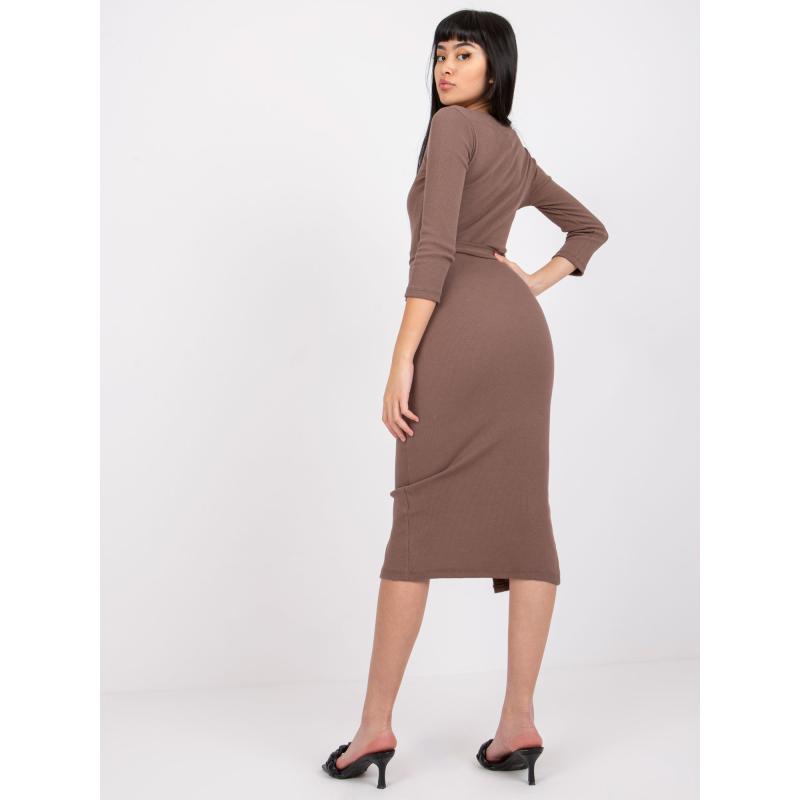 Dámské šaty s rozparkem Dominican RUE PARIS hnědé 