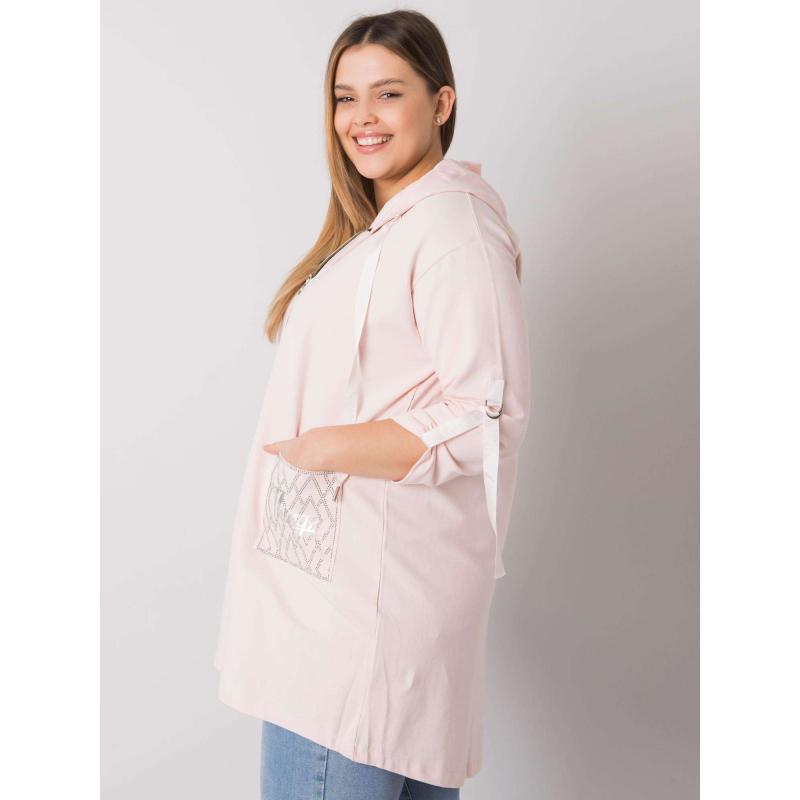 Női plus size ZURICH világos rózsaszín cipzáras kapucnis pulcsi