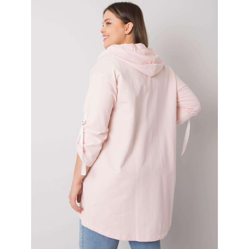 Női plus size ZURICH világos rózsaszín cipzáras kapucnis pulcsi