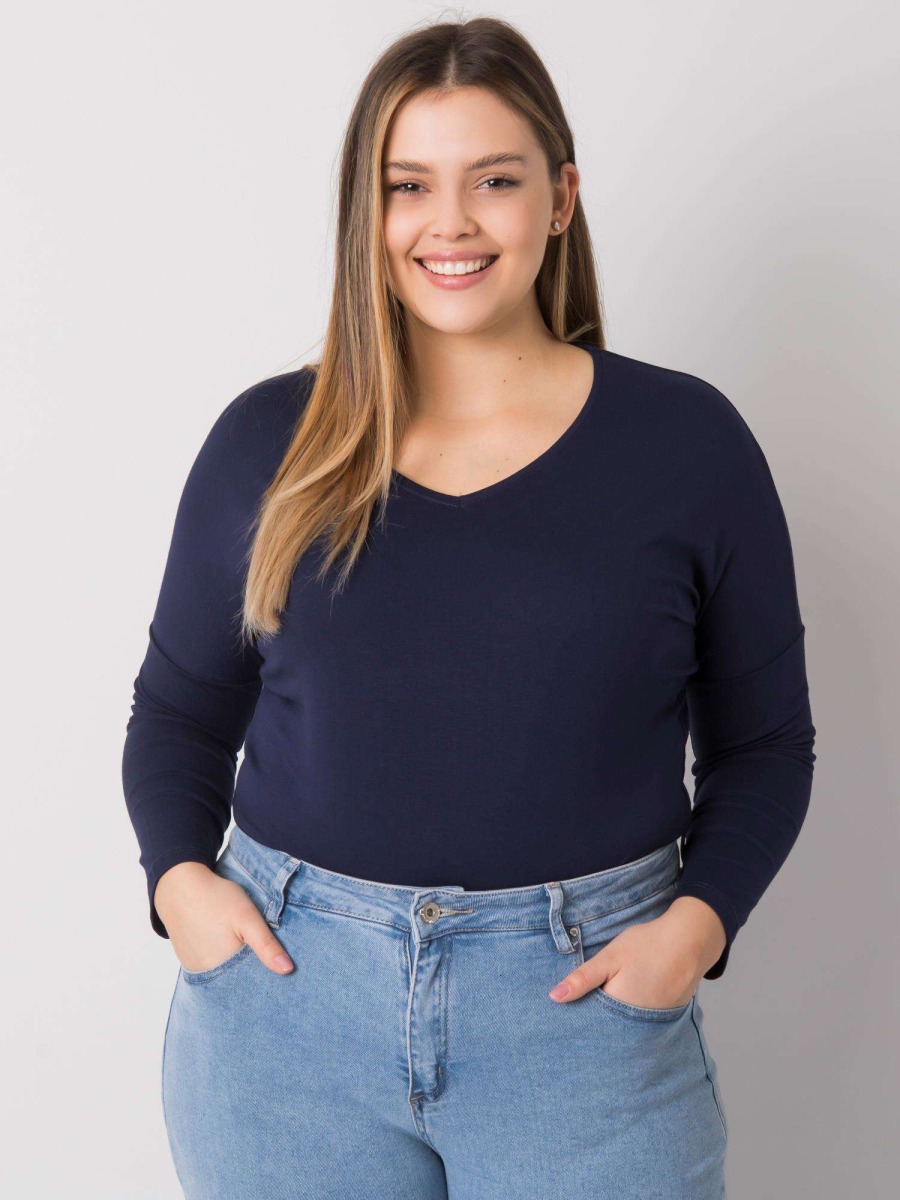 Dámska hladká plus size blúzka ELISA navy blue