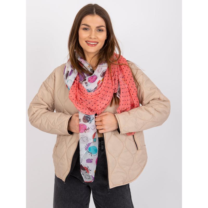 Dámský šátek s potiskem JOHANN bílo-korálový 
