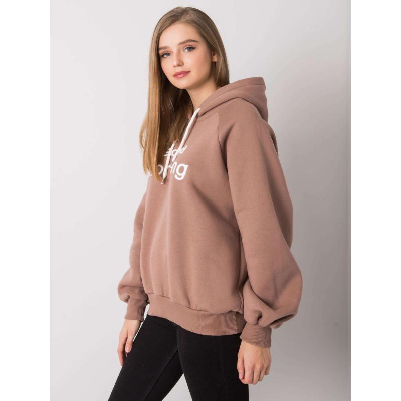 Dámská mikina s kapucí oversize ALICE světle hnědá  