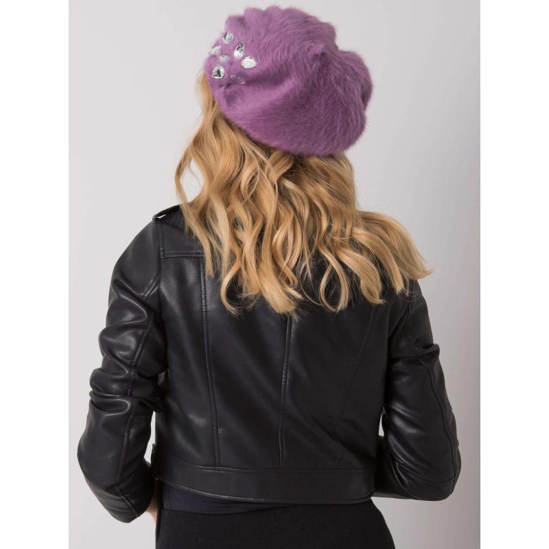 Dámská baretka s nášivkou fialová 