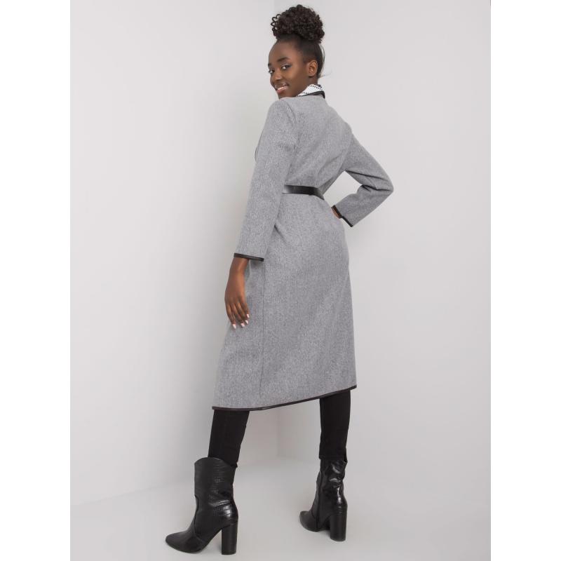 Dámsky kabát KATHY s opaskom sivý melanž